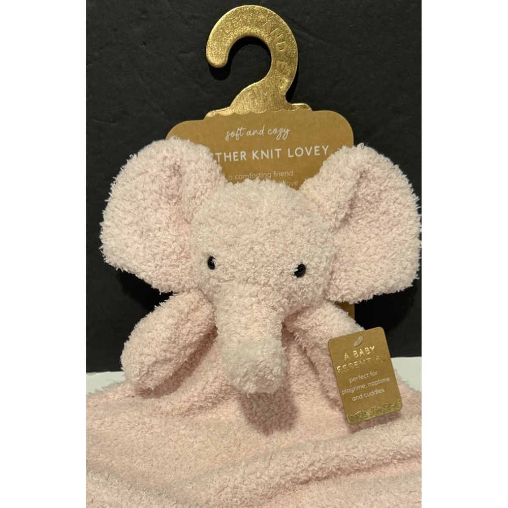 NWT Levi & Emmie Baby Elephant Pink Lovey Feather Knit Plush Security Blanket - Picture 4 of 6